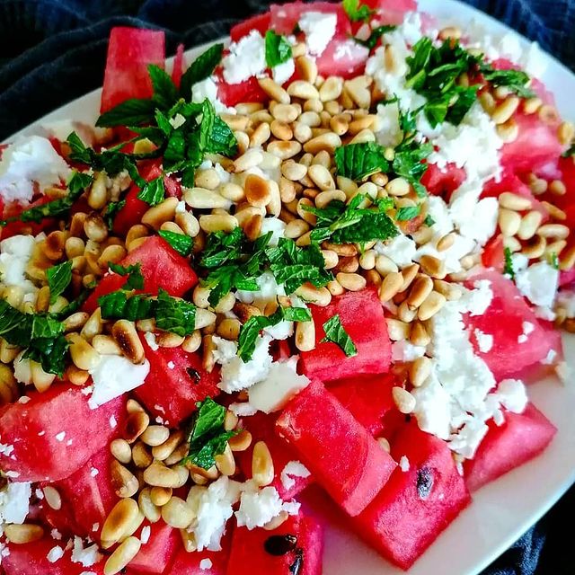 Wassermelonen Feta - Salat mit Minze