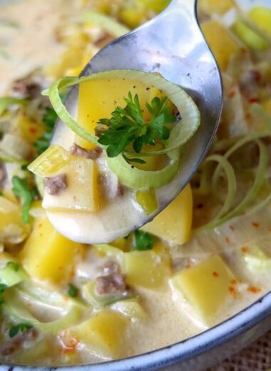 Hackfleisch Lauch Suppe – Mit Kartoffeln