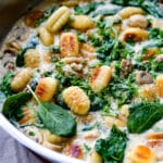 Gnocchi Pfanne – mit Champignons und Spinat