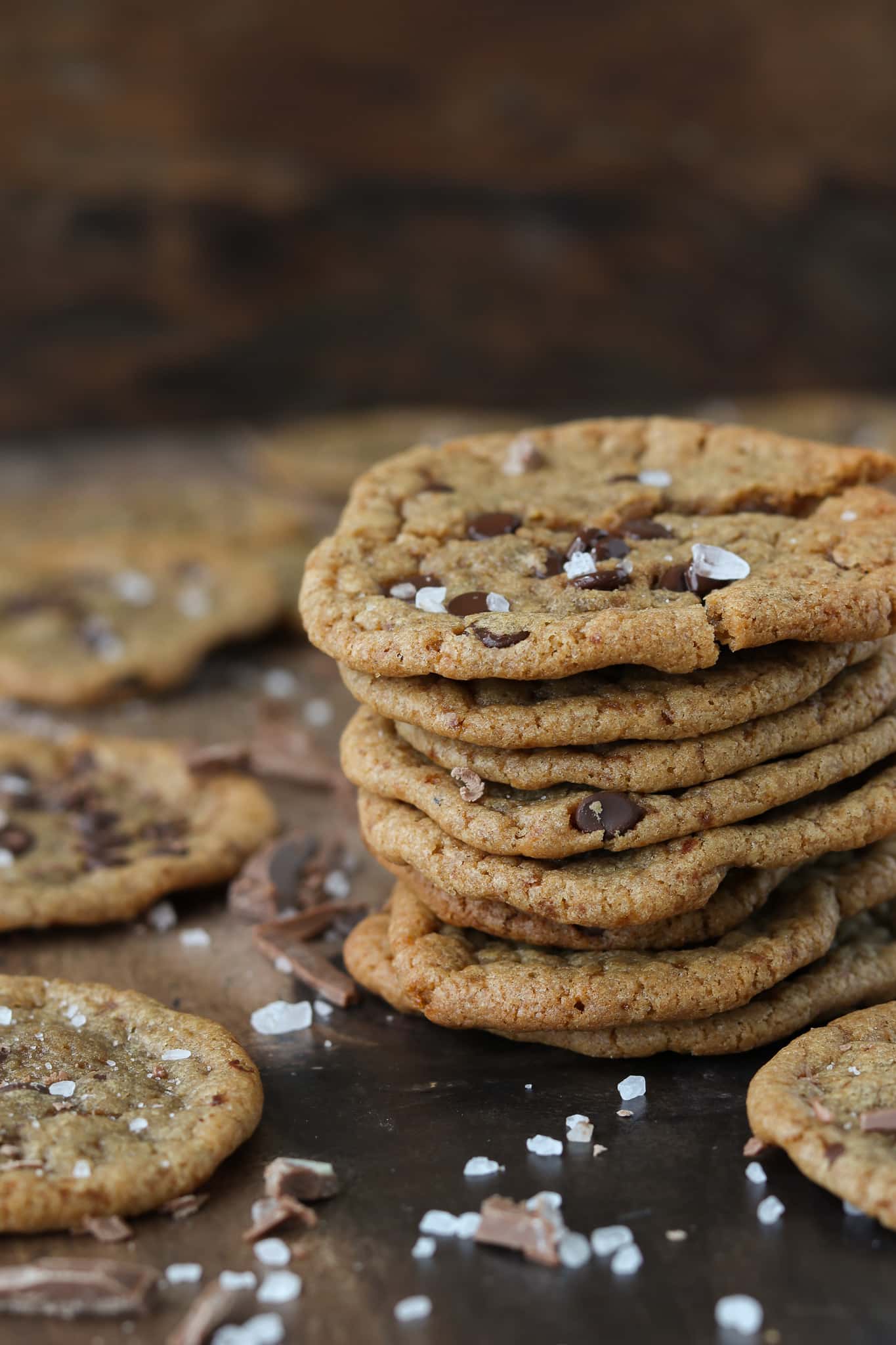 Originalrezept amerikanische Cookies, Nahaufnahme von einem Stapel von 6 Cookies