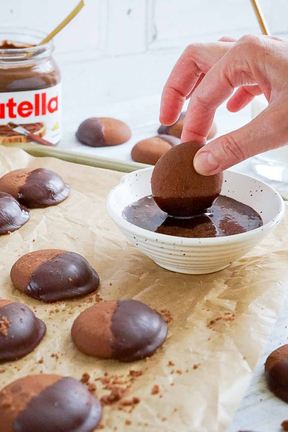 schnelle nutella kekse mit schokolade aus 3 zutaten