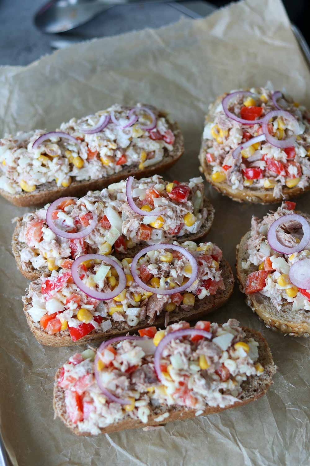 thunfisch baguette überbacken vor dem backen