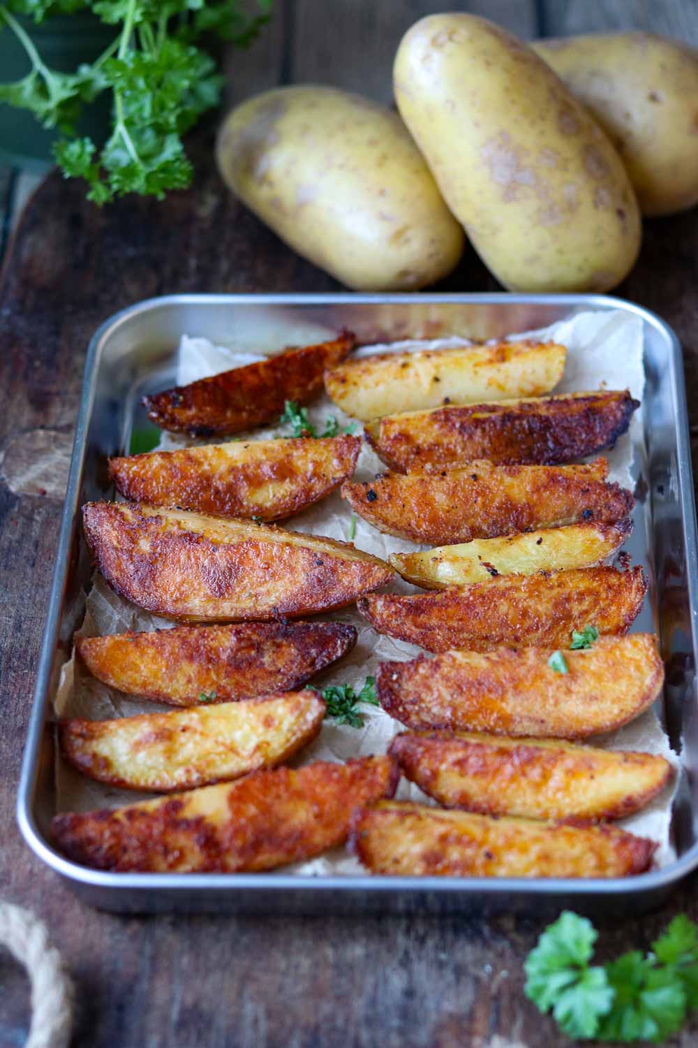 kartoffelwedges im backofen knusprig